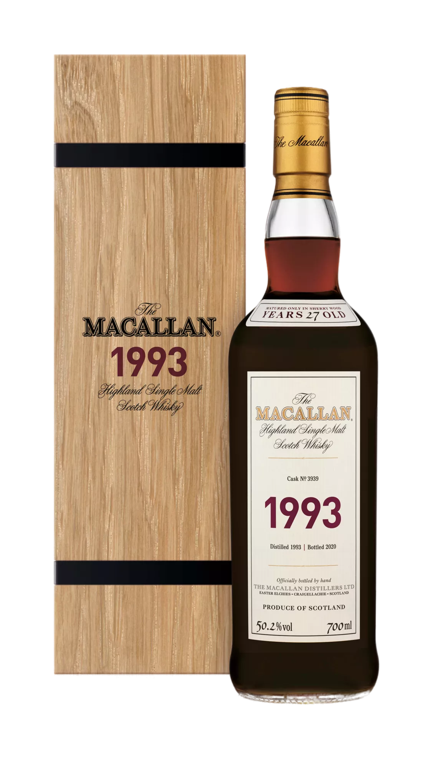 the macallan fine and rare 1993 whisky bottle and pack