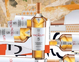 the macallan colour collection 15 year old whisky bottle abstract collage