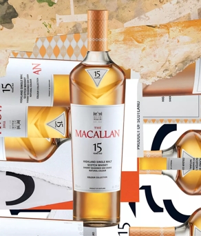 the macallan colour collection 15 year old whisky bottle abstract collage