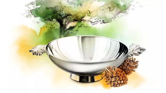 The Macallan Easter Silver Quaich Illustration with Acorns 