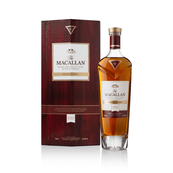 the macallan rare cask 2023 whisky bottle and box