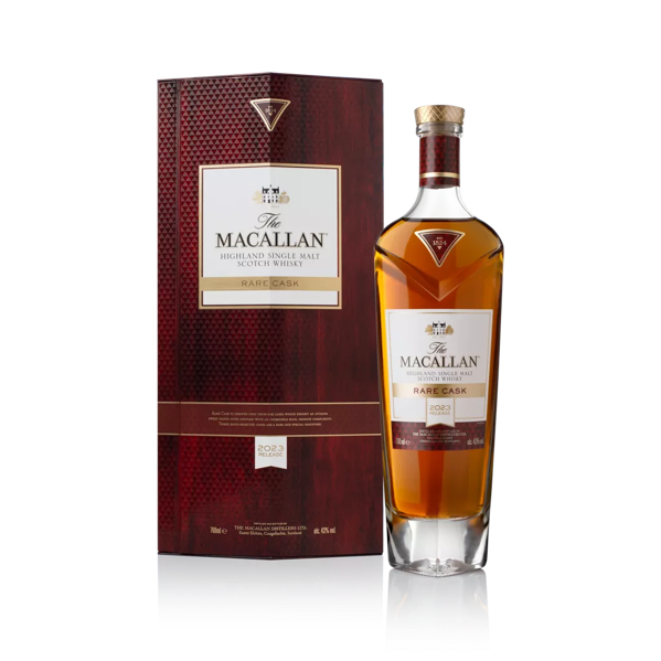 the macallan rare cask 2023 whisky bottle and box