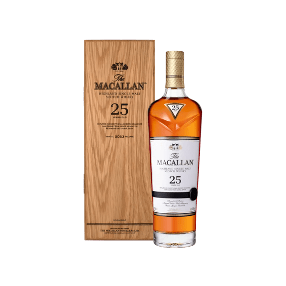 the macallan 25 sherry oak whisky bottle and box