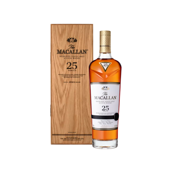 the macallan 25 sherry oak whisky bottle and box
