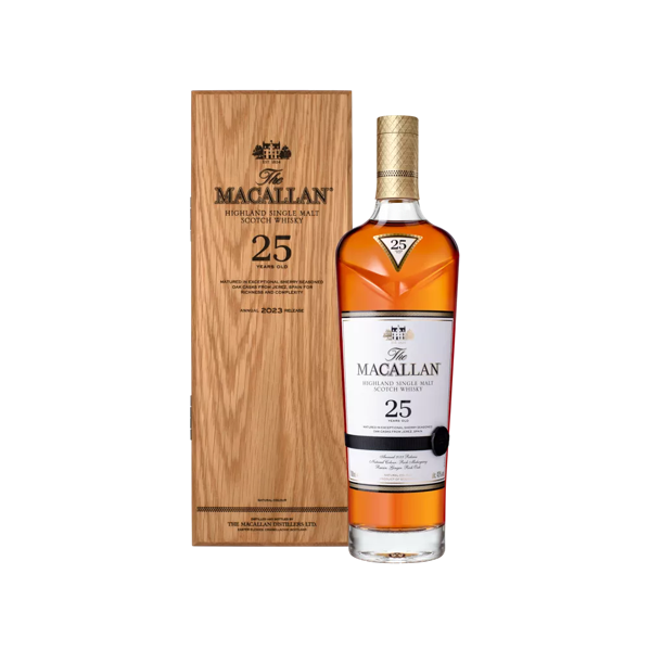 the macallan 25 sherry oak whisky bottle and box
