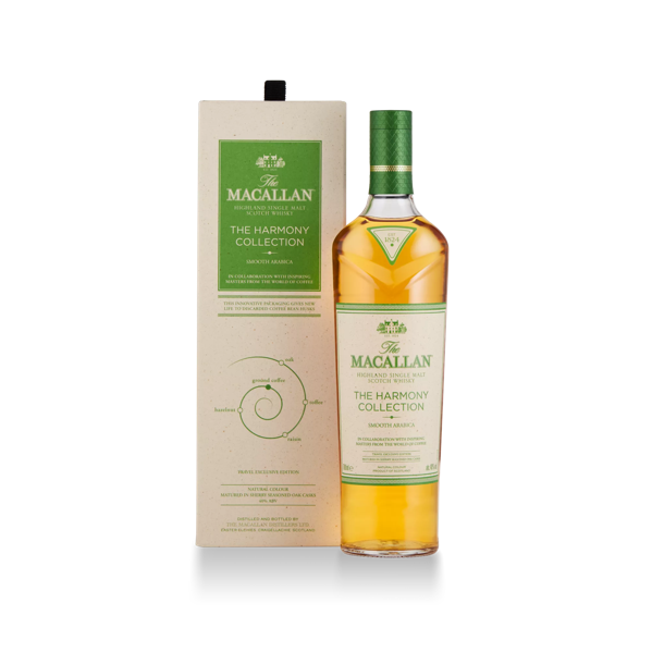 the macallan smooth arabica whisky bottle and box