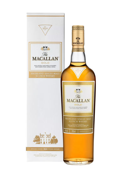 The Macallan 1824 Series Gold Bottle and Pack