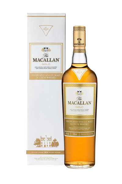 The Macallan 1824 Series Gold Bottle and Pack
