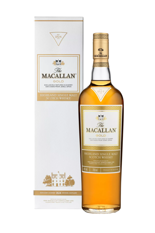 The Macallan 1824 Series Gold Bottle and Pack