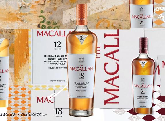 the macallan colour collection abstract collage whisky bottles