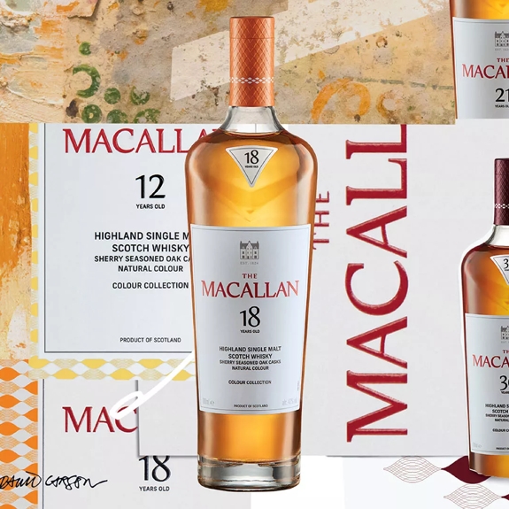 the macallan colour collection abstract collage whisky bottles