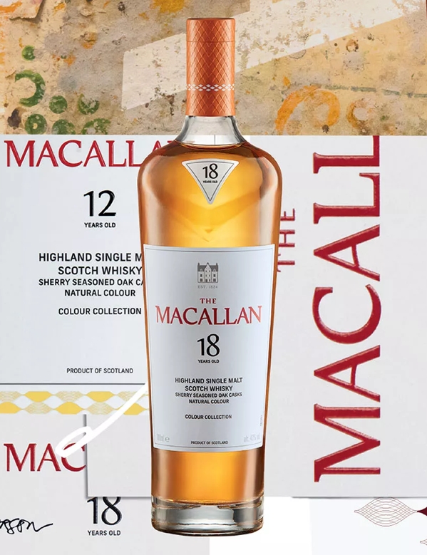 the macallan colour collection abstract collage whisky bottles