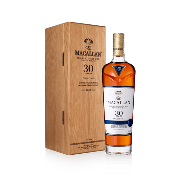 the macallan 30 double cask whisky bottle and box